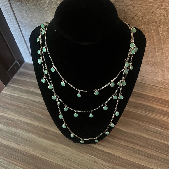 Elegant Silver and Green Layered Necklace - Picture 4 of 4